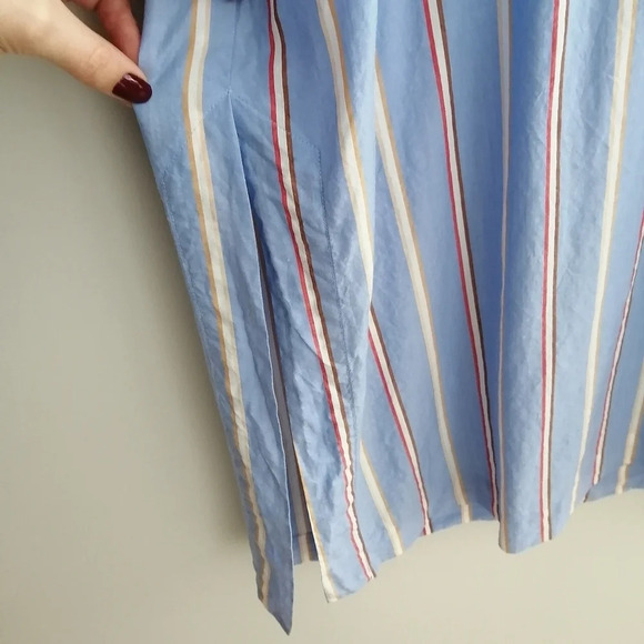 & Other Stories Striped Lyocell A-Line Midi Short Sleeve Shirt Dress Oversize 6 - Picture 8 of 15